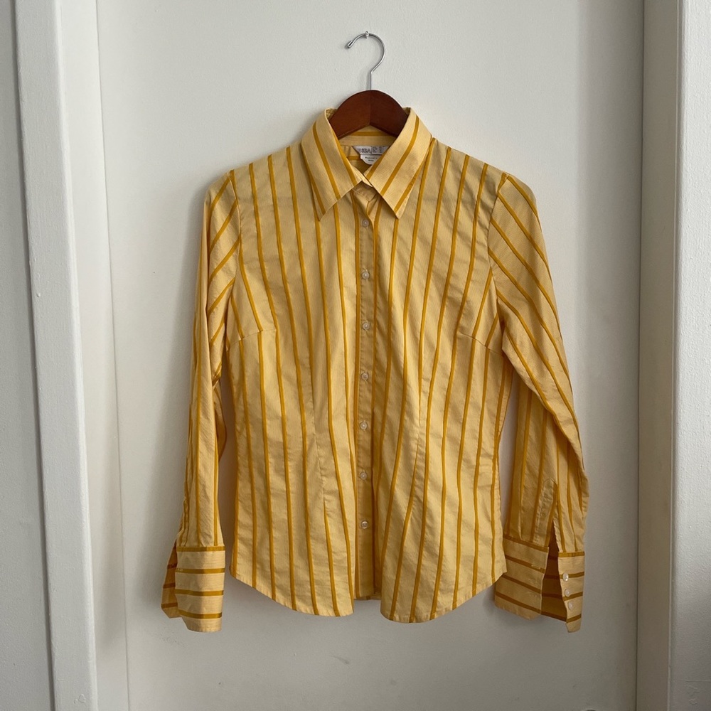 Yellow and orange stripe button down